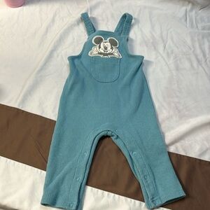 6-12M Disney Mickey Mouse waffle overalls
